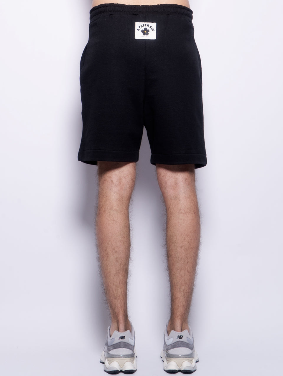 A PAPER KID Shorts in Felpa con Pince Nero Vendita
