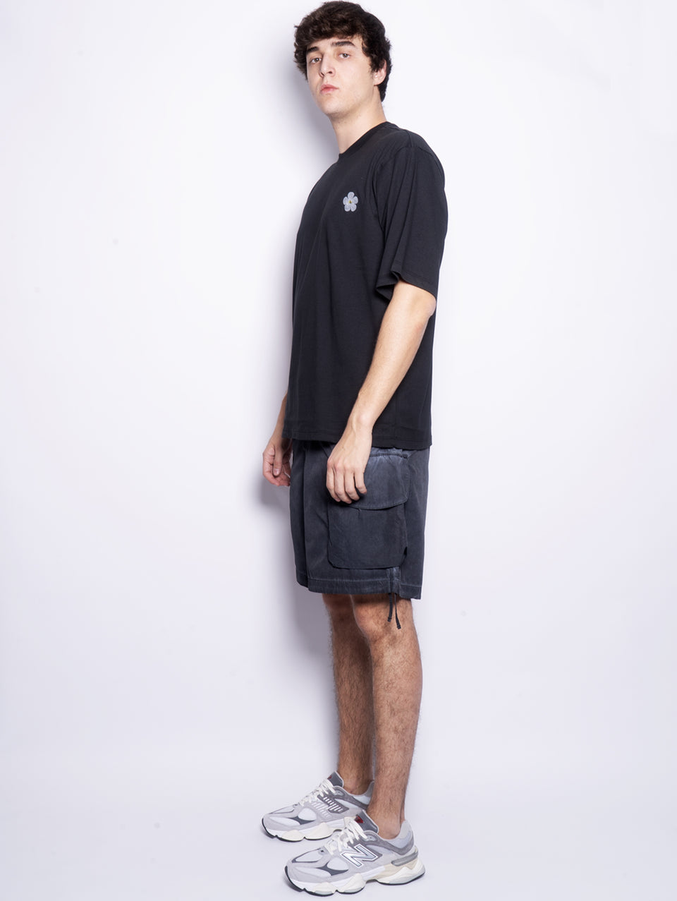 A PAPER KID Shorts Cargo in Nylon Nero Spedizione Gratuita