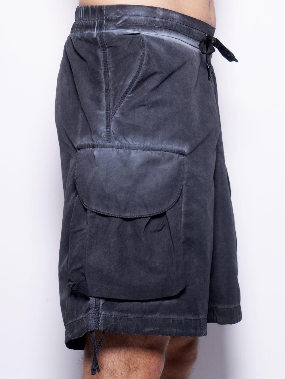A PAPER KID Shorts Cargo in Nylon Nero Spedizione Gratuita