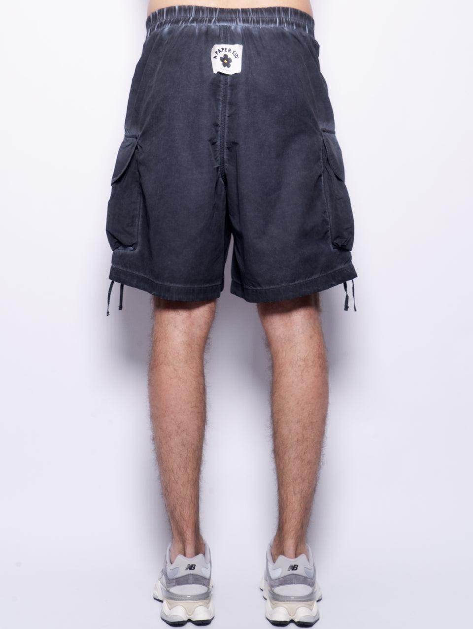A PAPER KID Shorts Cargo in Nylon Nero Spedizione Gratuita