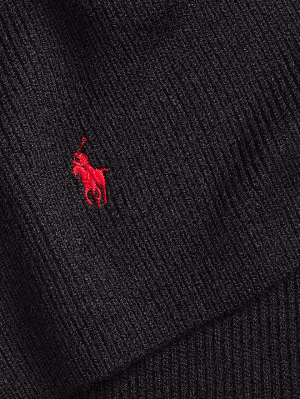 RALPH LAUREN Sciarpa con Lavorazione a Coste Nero Black Friday Prezzi