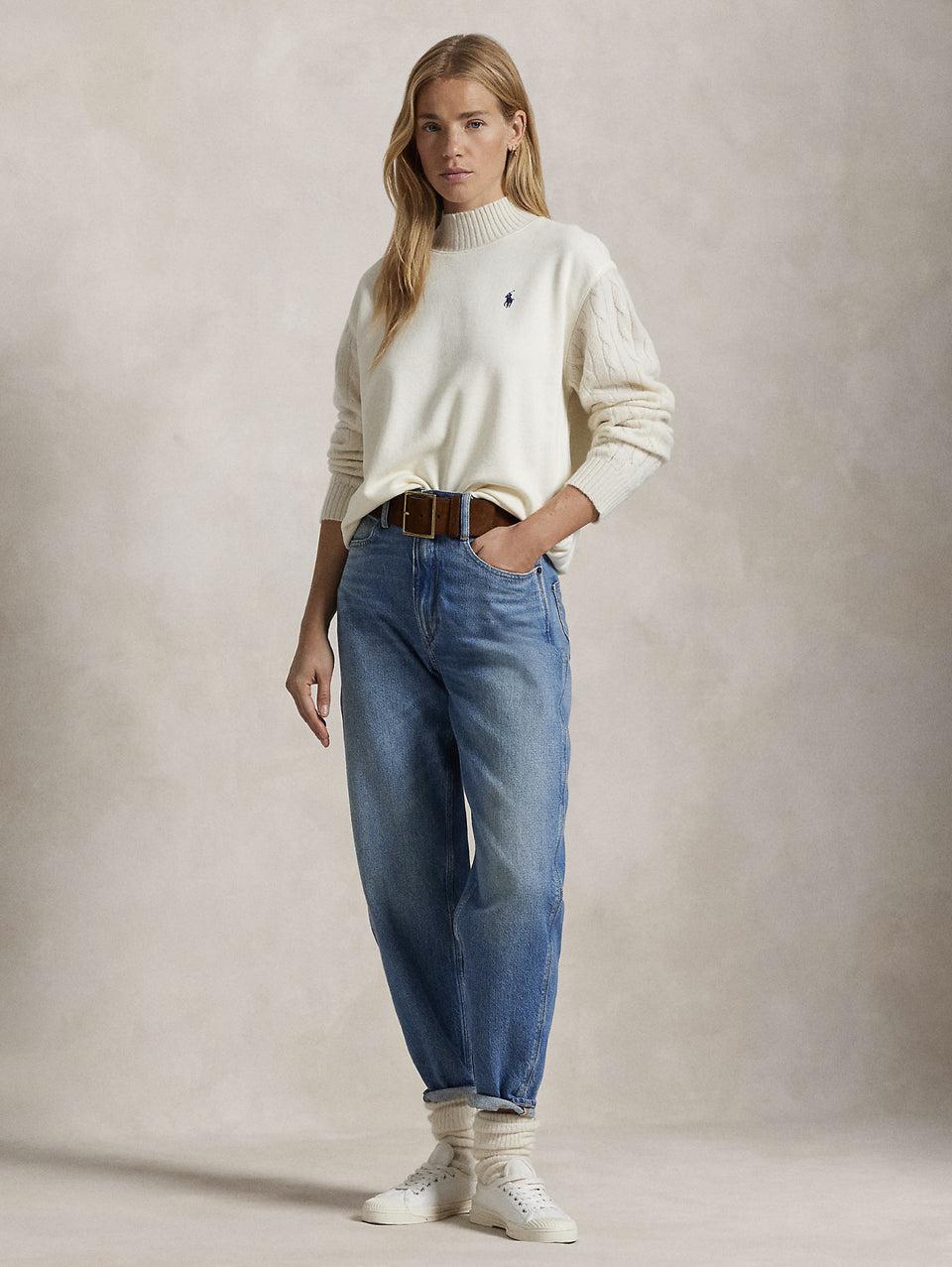 RALPH LAUREN Felpa con Collo Alto Crema Offerte giornaliere