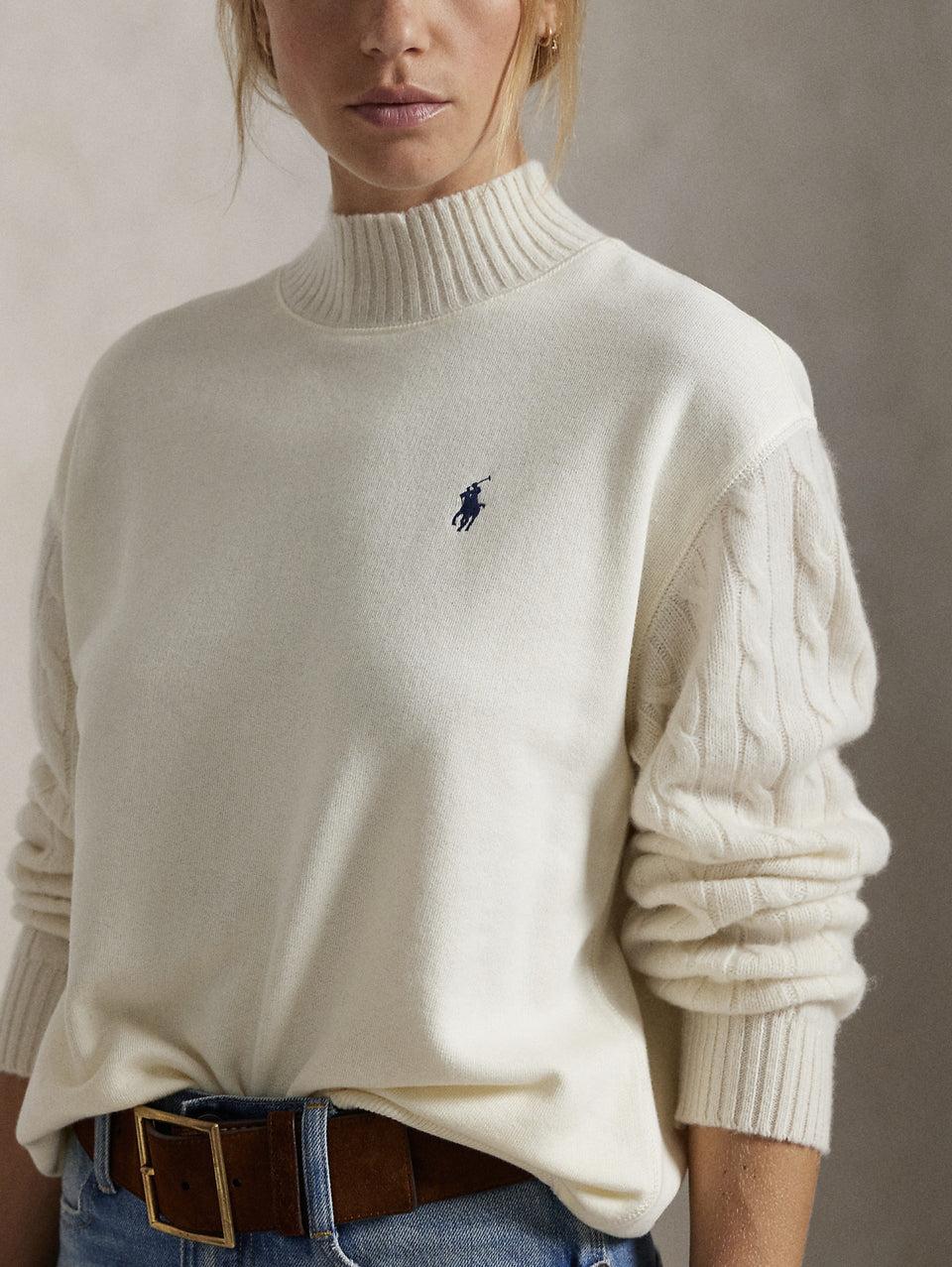 RALPH LAUREN Felpa con Collo Alto Crema Offerte giornaliere