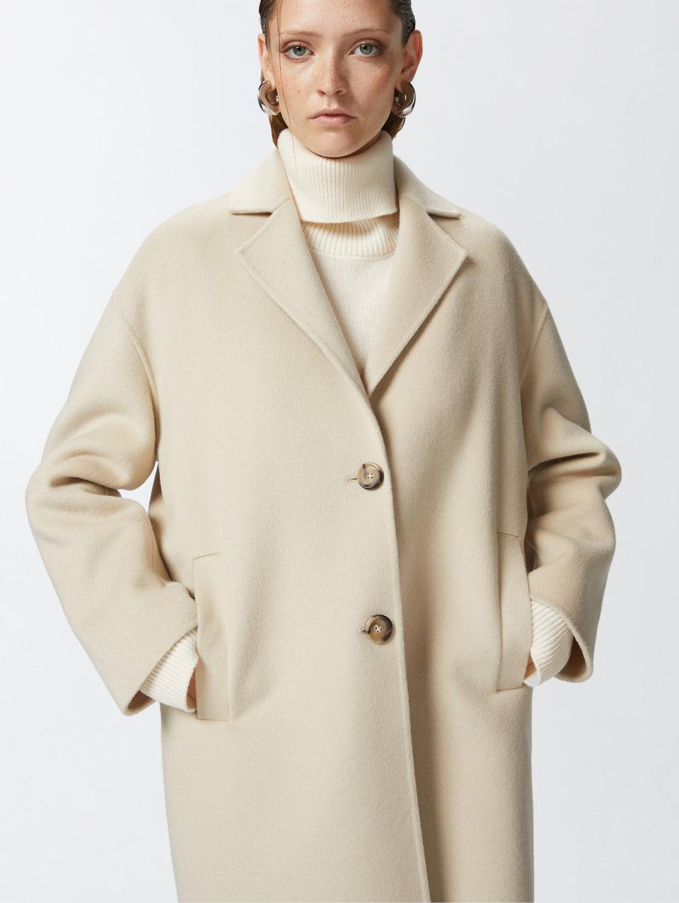PINKO Cappotto Monopetto in Double di Lana Beige Sconti VIP