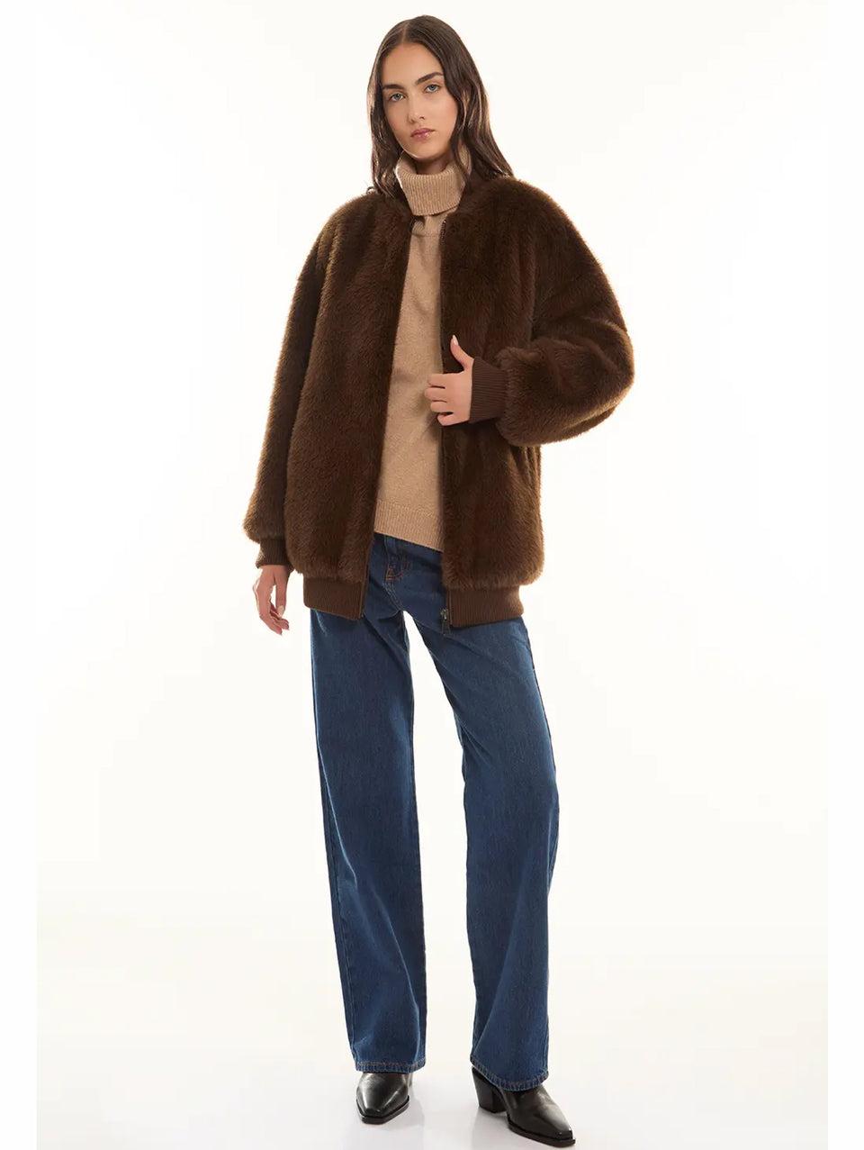 P.A.R.O.S.H. Bomber in Ecopelliccia Marrone Prezzo basso