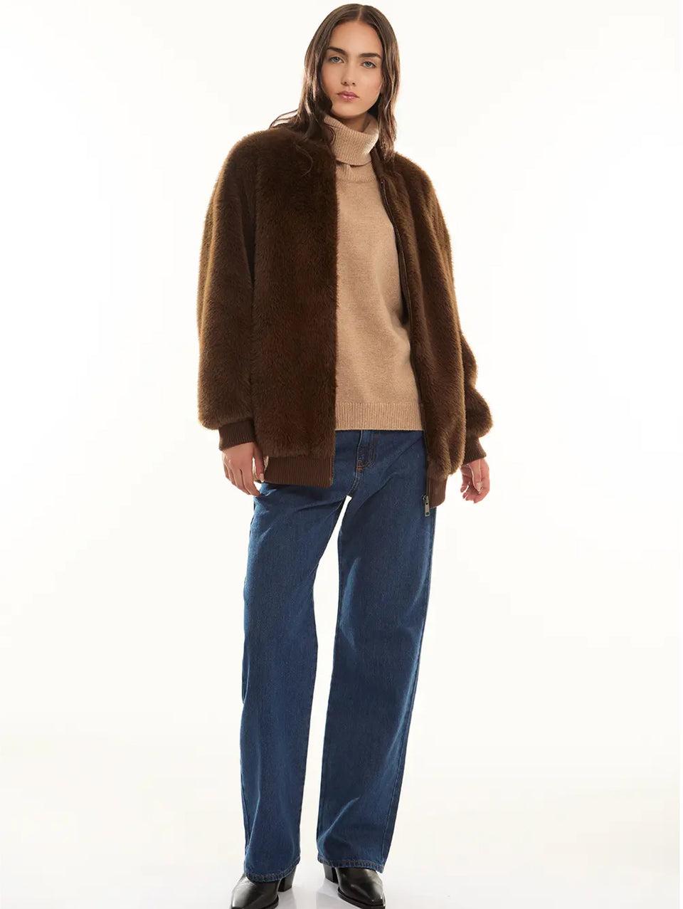 P.A.R.O.S.H. Bomber in Ecopelliccia Marrone Prezzo basso