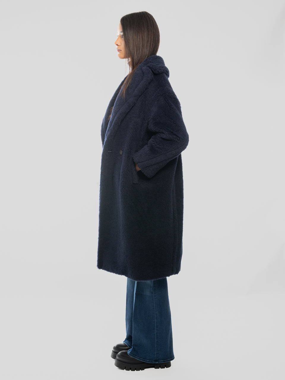 MAX MARA Cappotto TedGirl in Alpaca e Lana Blu Ritorno libero