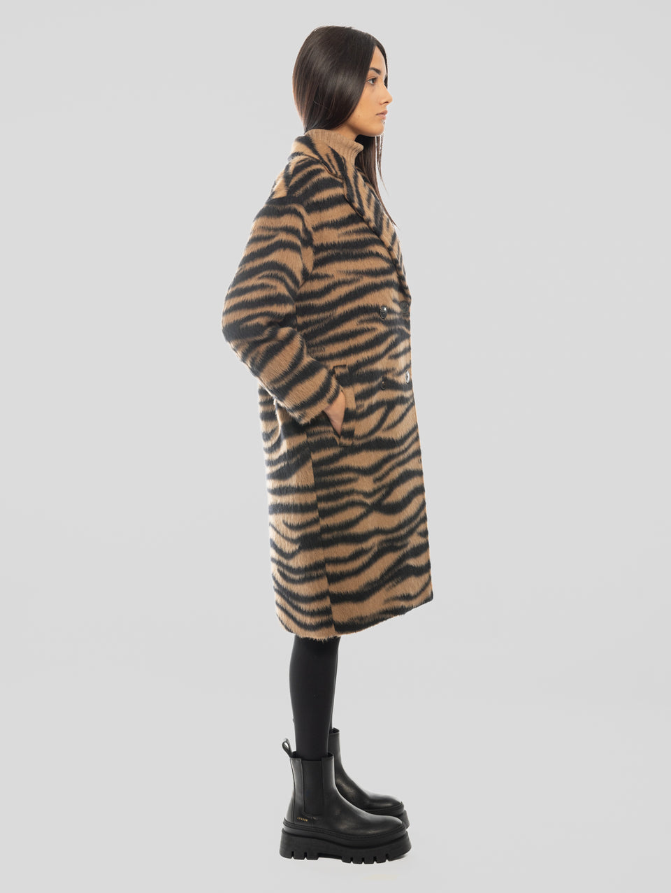 MAX MARA Cappotto Jacquard Animalier Vidim Cammello Rilascio limitato