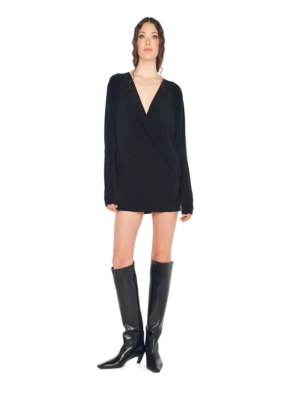 NORMA KAMALI Abito Corto con Scollo a V Nero Latest stili