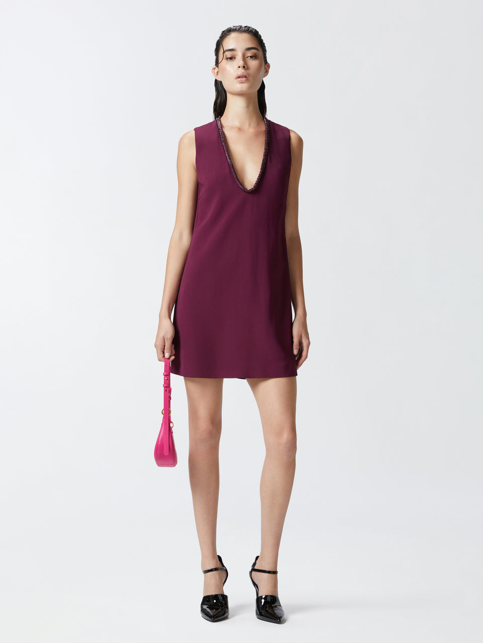 PINKO Tubino Tecnico con Scollo Profondo Vino Ultimo giorno