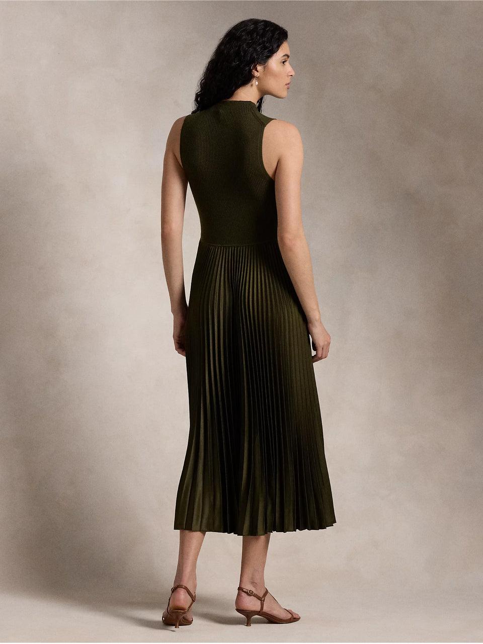 RALPH LAUREN Abito Senza Maniche da Cocktail Verde Loden Offerta speciale della fabbrica