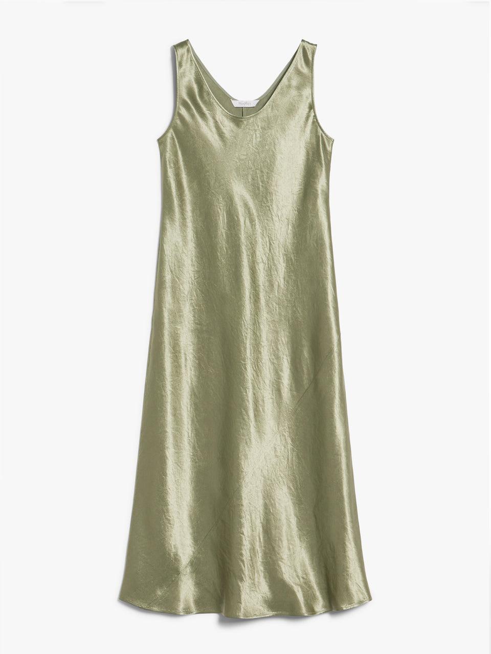 MAX MARA LEISURE Abito Lungo in Raso Lucido Tortora Super sconto