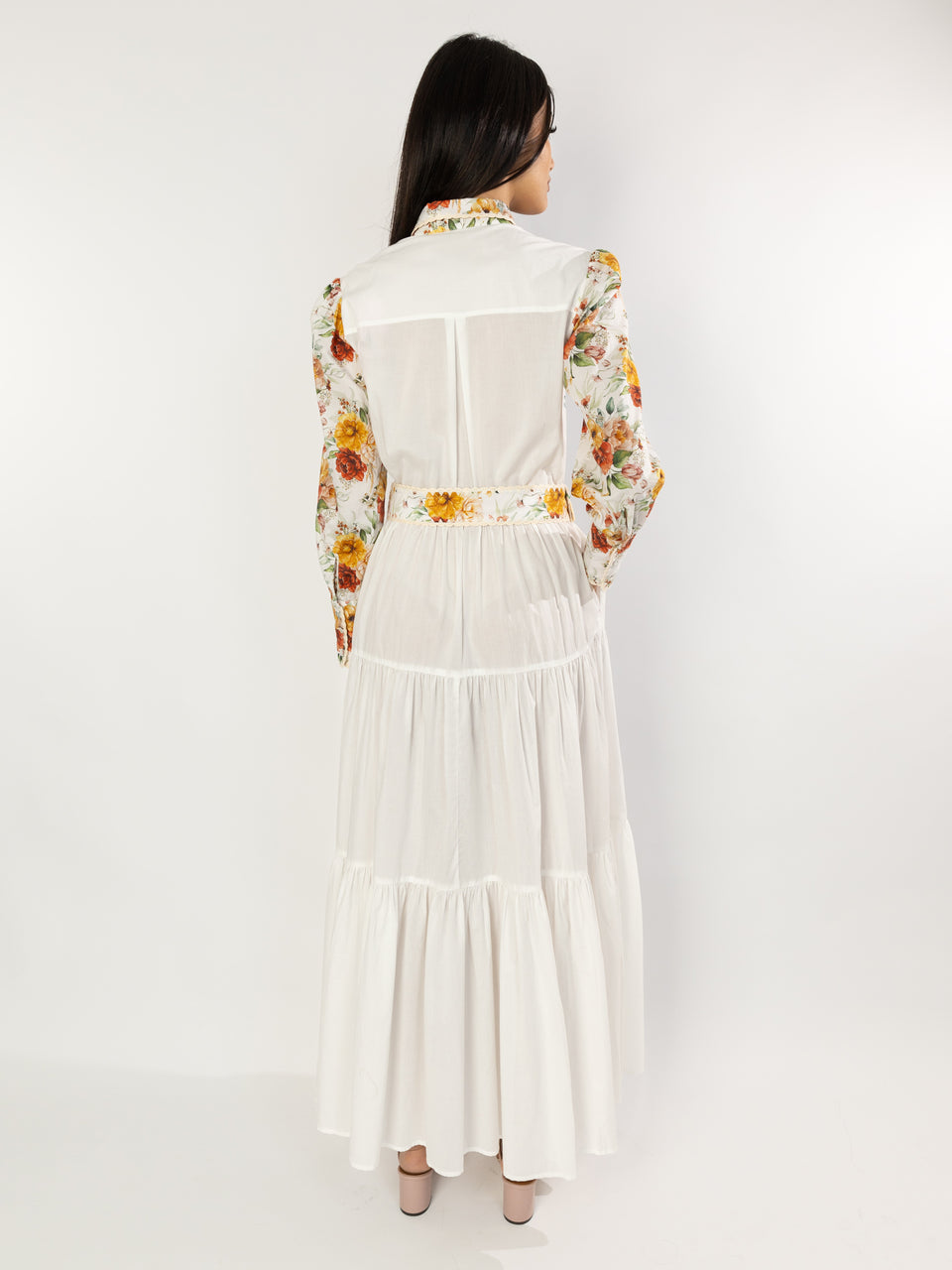 MC2 SAINT BARTH Abito Lungo Chemisier Floreale Bianco Trasporto libero internazionale