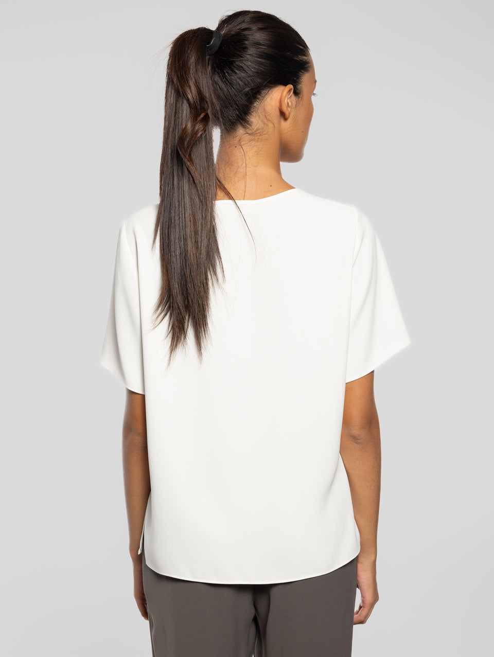 P.A.R.O.S.H. Blusa Girocollo con Maniche Corte Panna Esporta salva