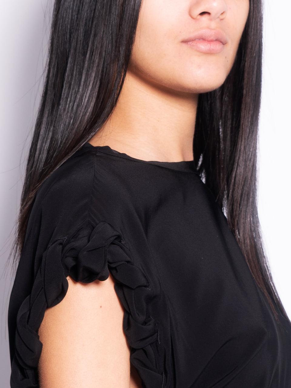 PINKO Blusa Girocollo con Lavorazione sulla Manica Nero 50% di sconto per tempo limitato