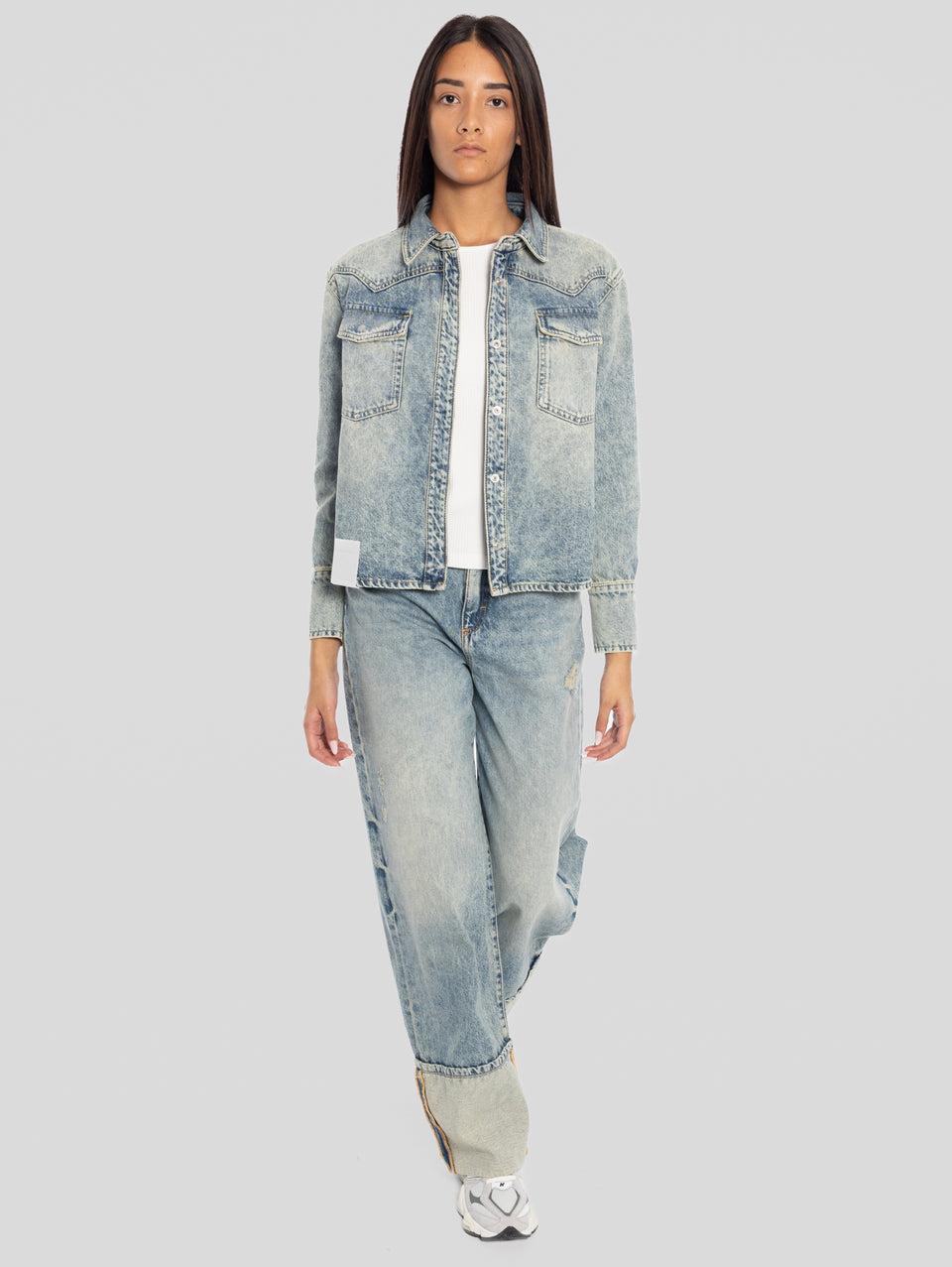 ICON DENIM Camicia Western in Denim Norah Blu Qualità