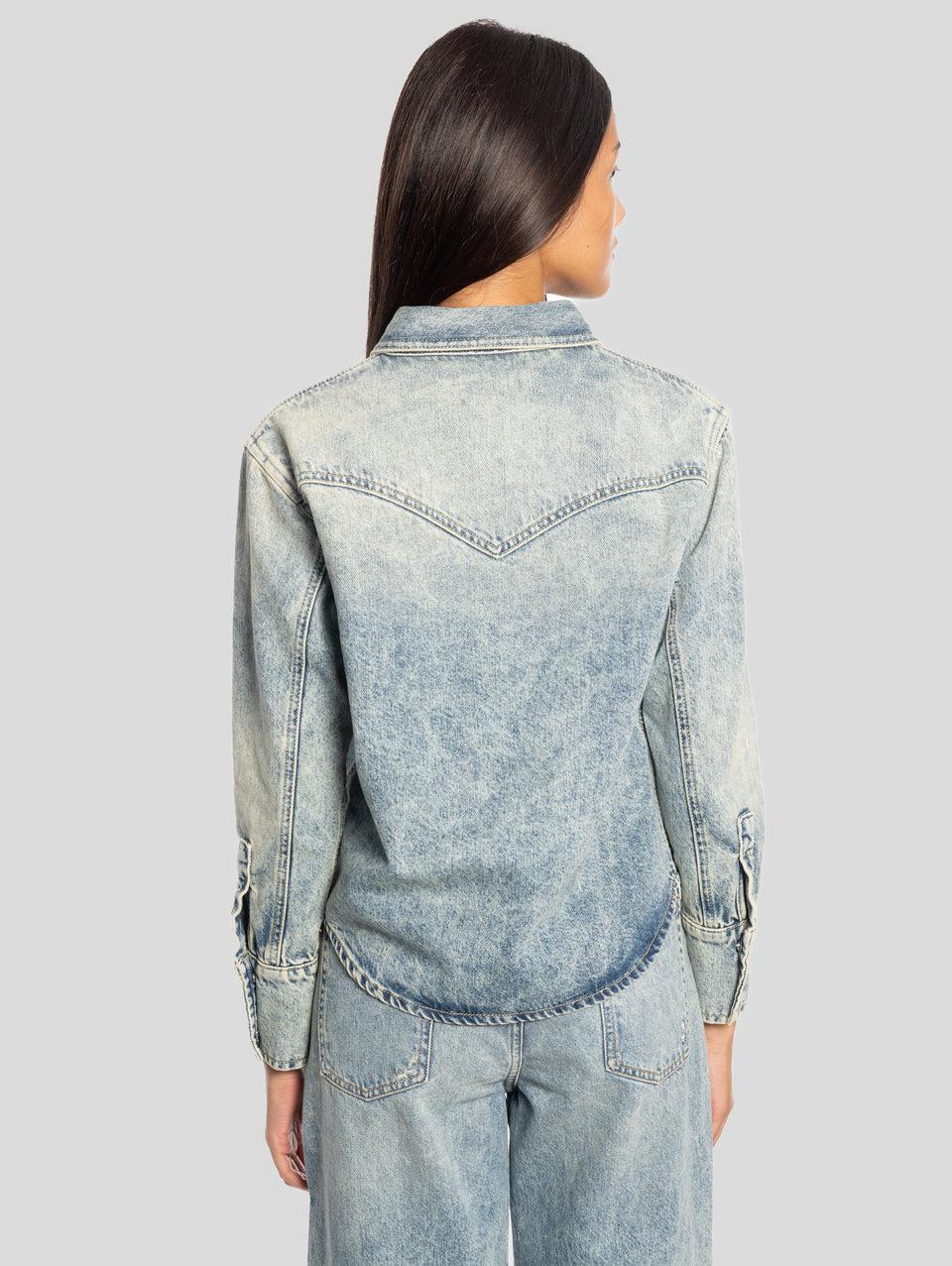 ICON DENIM Camicia Western in Denim Norah Blu Qualità