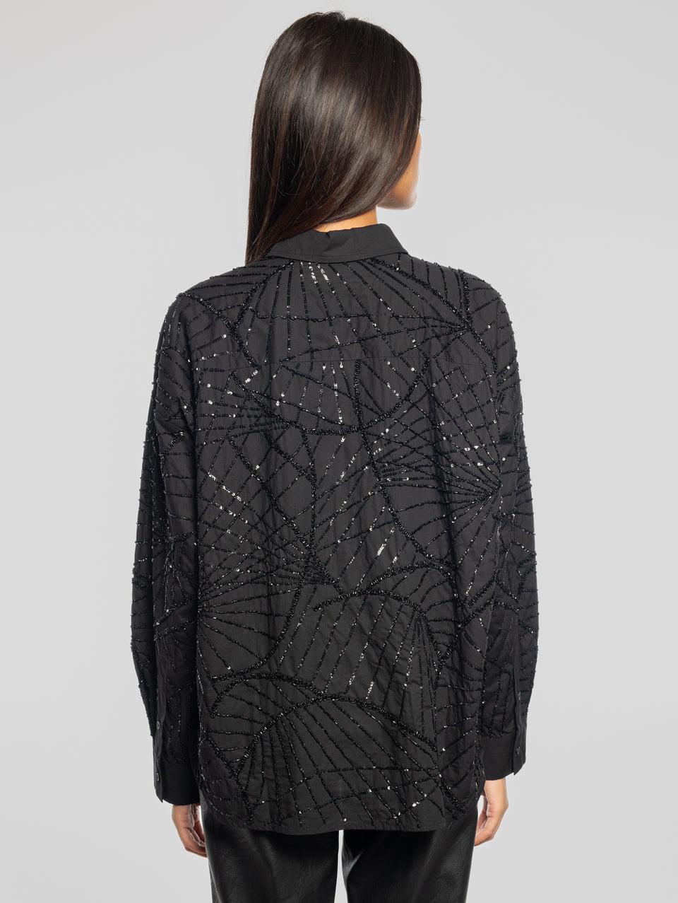 ESSENTIEL ANTWERP Camicia Squadrata con Paillettes Nero Promozione