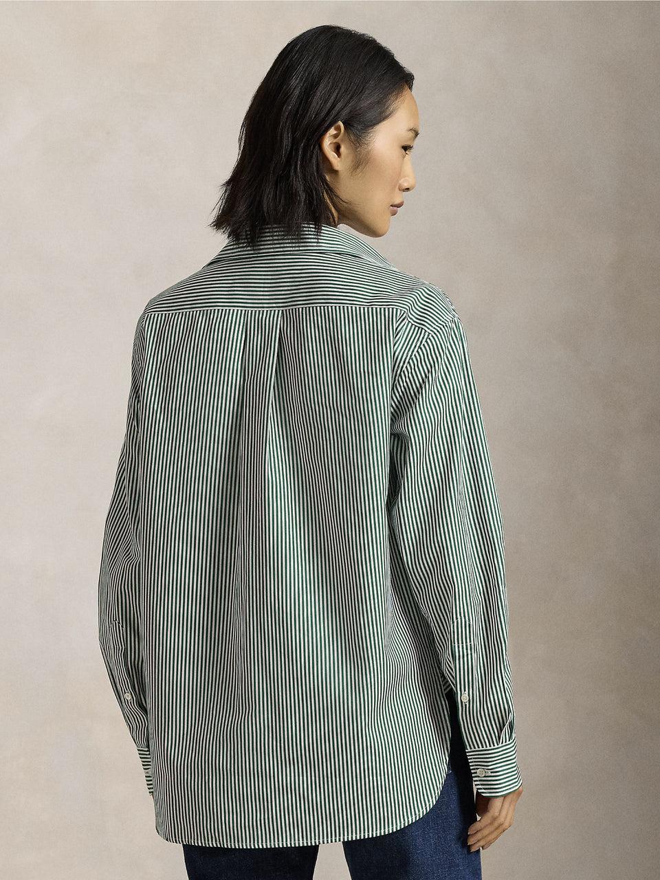 RALPH LAUREN Camicia a Righe Verde/Bianco Spedizione Gratuita
