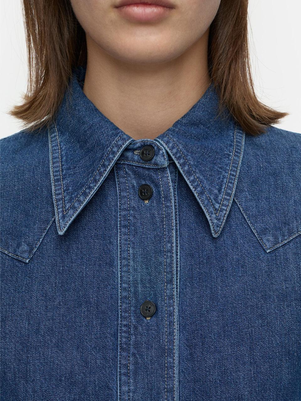 CLOSED Camicia Western in Denim Blu Qualità Garantita