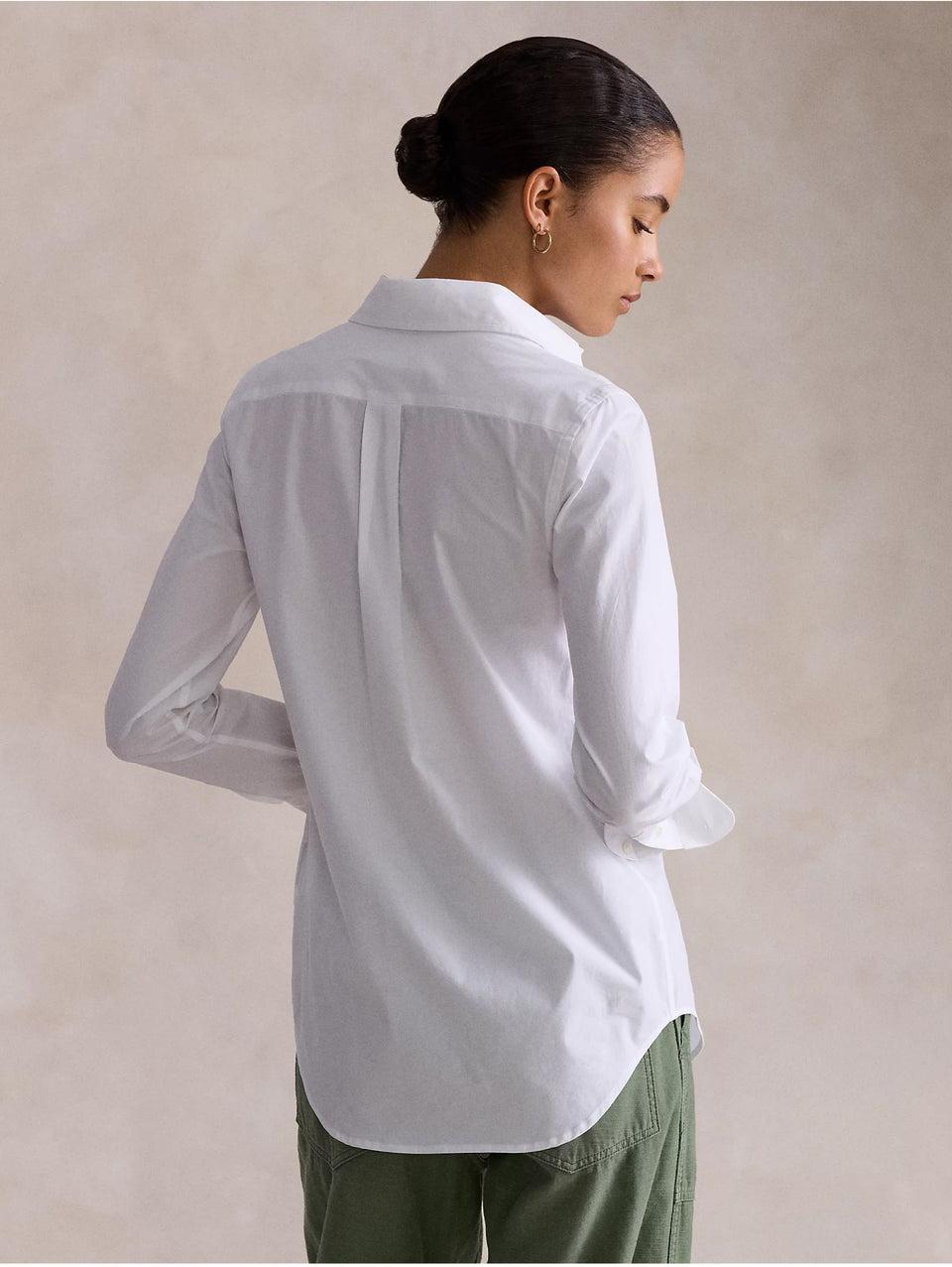 RALPH LAUREN Camicia Slim Fit in Popeline di Cotone Bianco Promozione Limitata