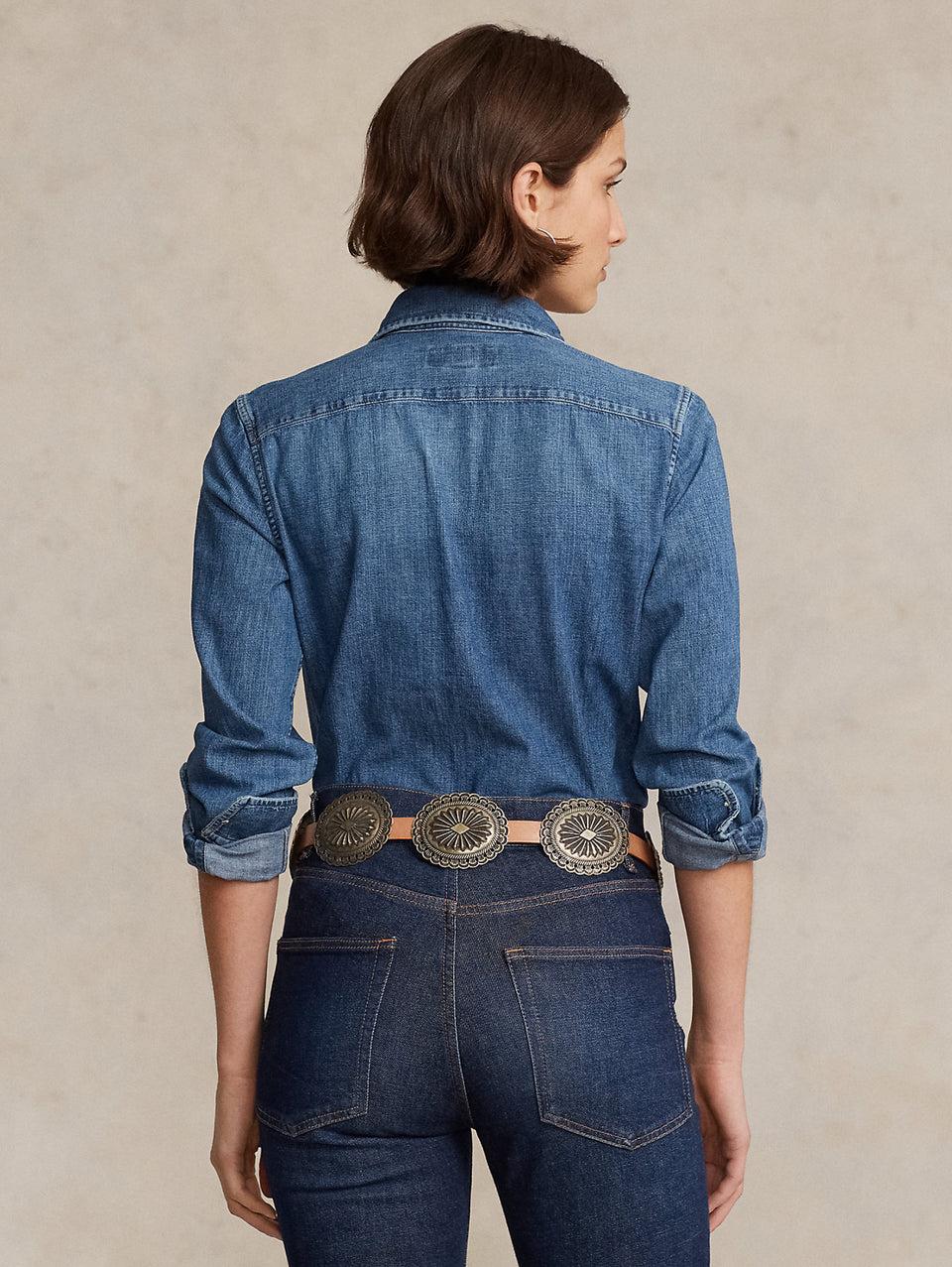 RALPH LAUREN Camicia in Twill di Cotone Denim Blu Shopping Online