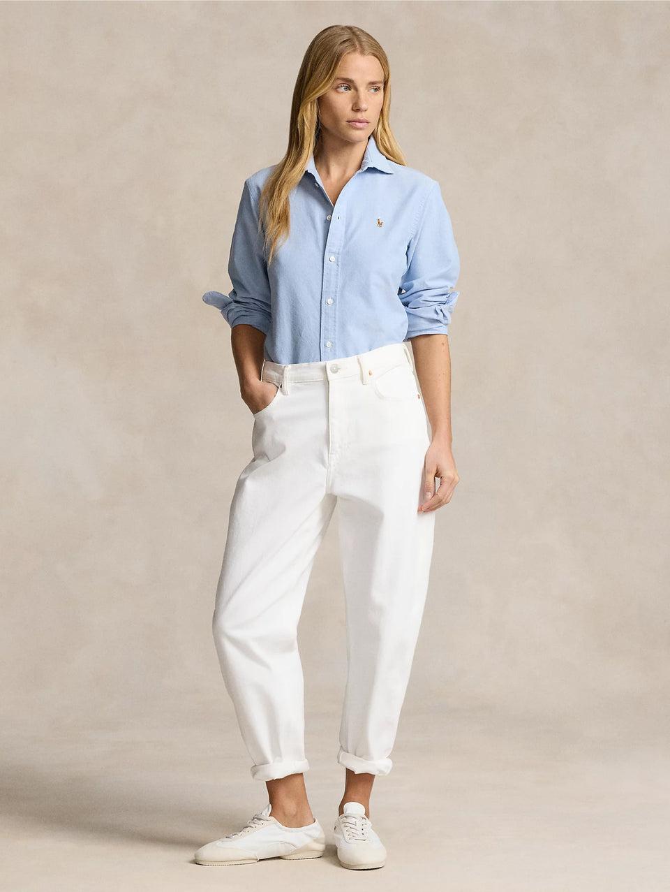 RALPH LAUREN Camicia Slim Fit in Oxford Blu Prezzo Ridotto