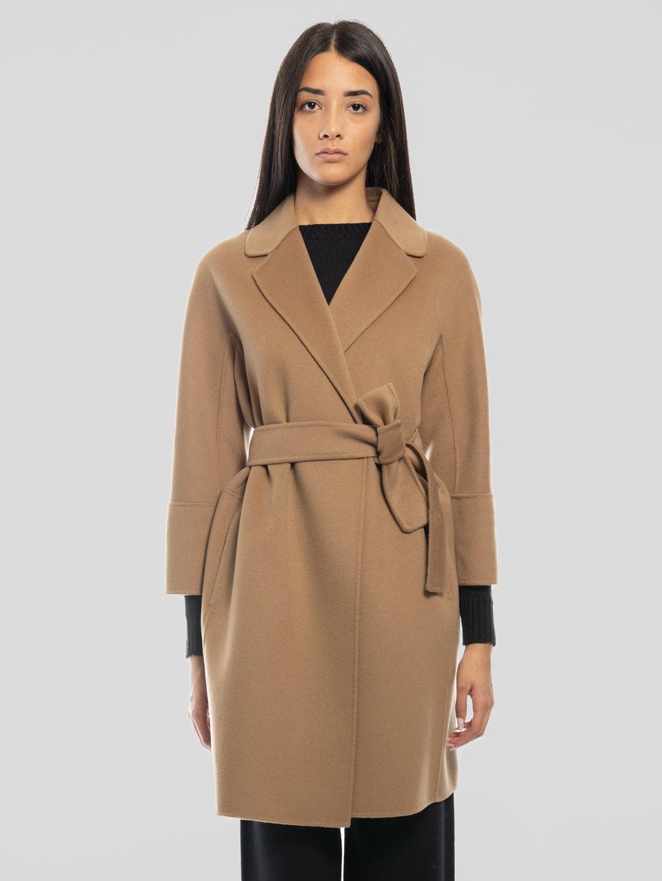 MAX MARA Cappotto Cucito a Mano in Doppio di Lana Arona Cammello