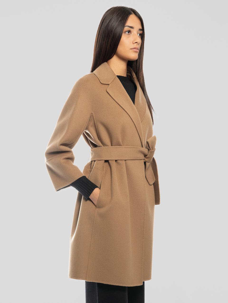 MAX MARA Cappotto Cucito a Mano in Doppio di Lana Arona Cammello Online