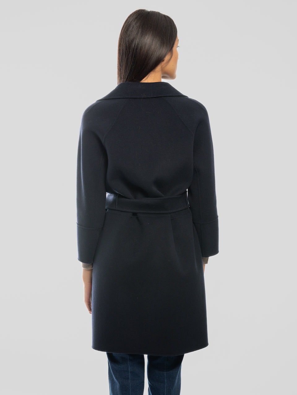 MAX MARA Cappotto Cucito a Mano in Doppio di Lana Arona Blu Outlet