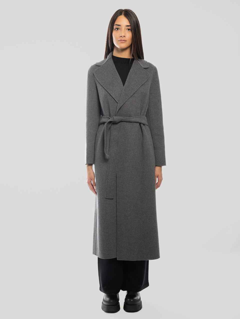 MAX MARA Cappotto Lungo a Vestaglia Poldo Grigio