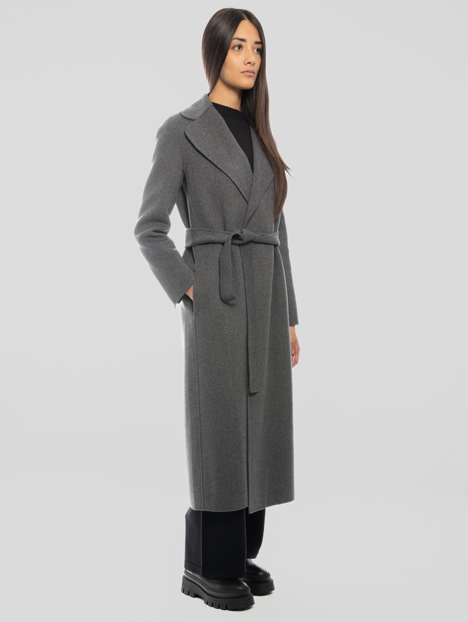 MAX MARA Cappotto Lungo a Vestaglia Poldo Grigio Saldi