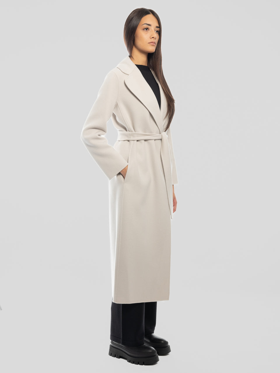 MAX MARA Cappotto Lungo a Vestaglia Poldo Grigio Perla Offerte