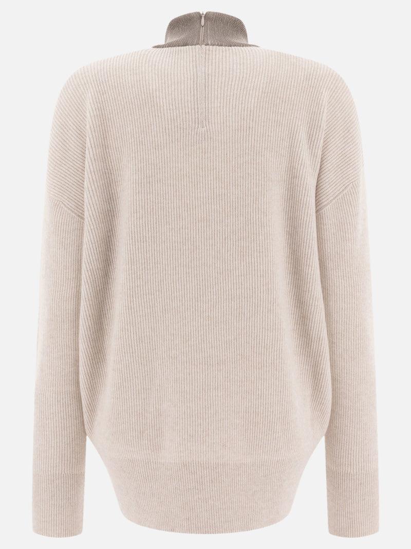 Vietti Brunello Cucinelli Maglione in cashmere con Precious Ribbed Collar Italia