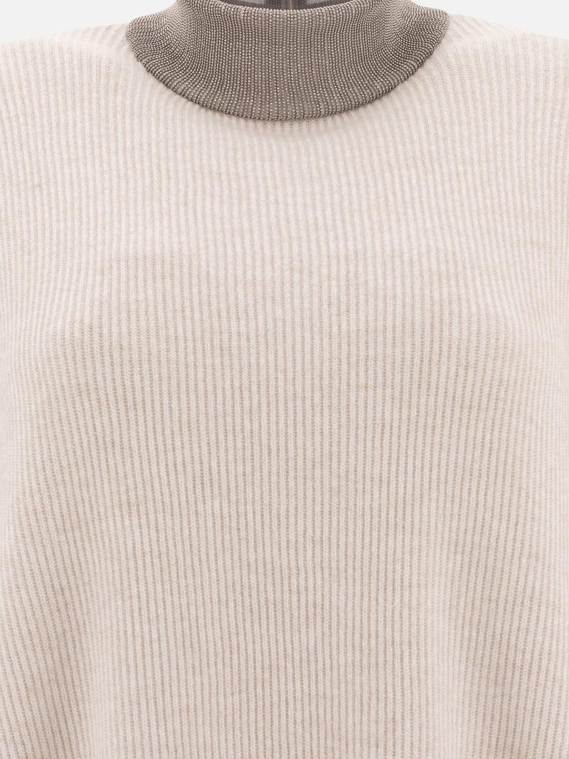 Vietti Brunello Cucinelli Maglione in cashmere con Precious Ribbed Collar Italia