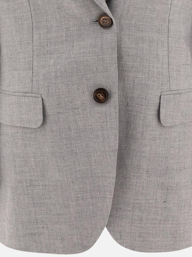 Vietti Brunello Cucinelli Blazer in canvas di lino e lana con monile 2025