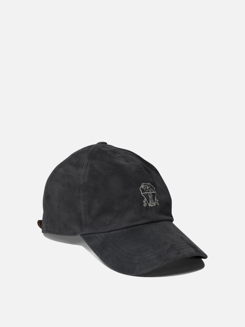 Vietti Brunello Cucinelli Cappello da baseball in camoscio leggero con logo ricamato Vendite Flash