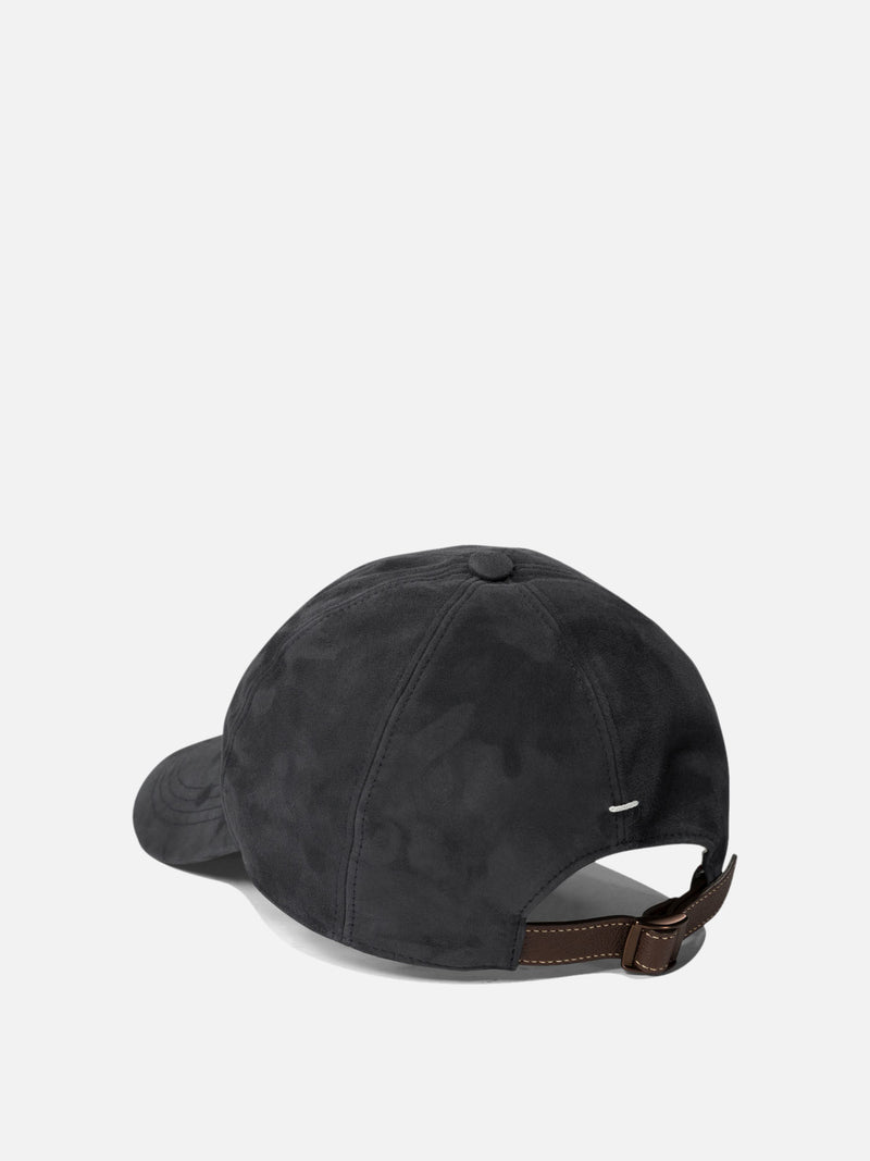 Vietti Brunello Cucinelli Cappello da baseball in camoscio leggero con logo ricamato Vendite Flash