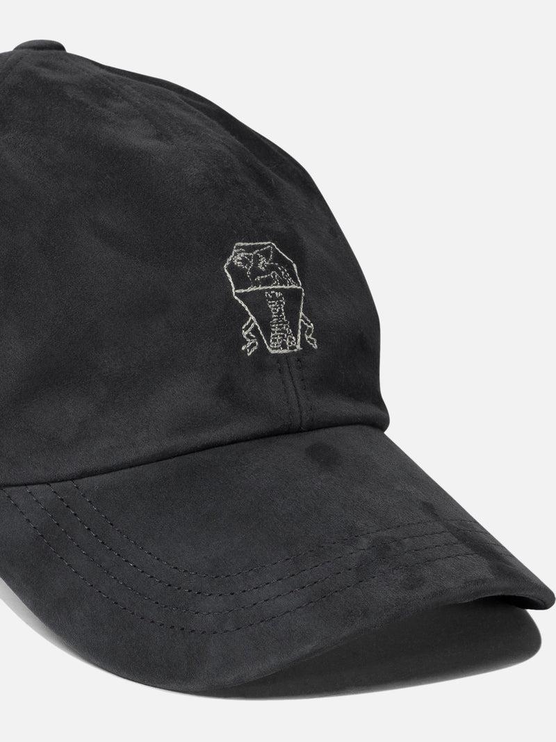 Vietti Brunello Cucinelli Cappello da baseball in camoscio leggero con logo ricamato Vendite Flash
