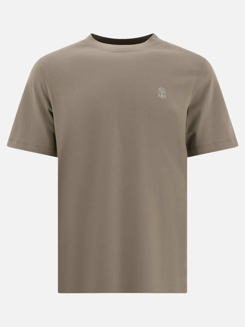 Vietti Brunello Cucinelli T-shirt in jersey con logo Prezzo di fabbrica