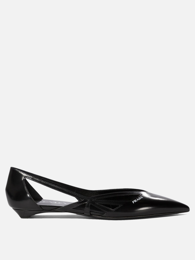 Vietti Prada Ballerine cut-out in pelle spazzolata Offerta temporanea