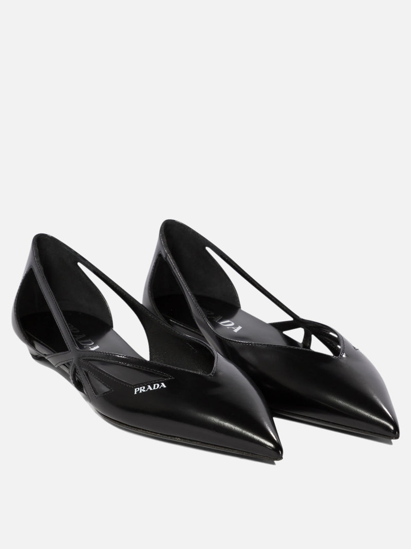 Vietti Prada Ballerine cut-out in pelle spazzolata Offerta temporanea