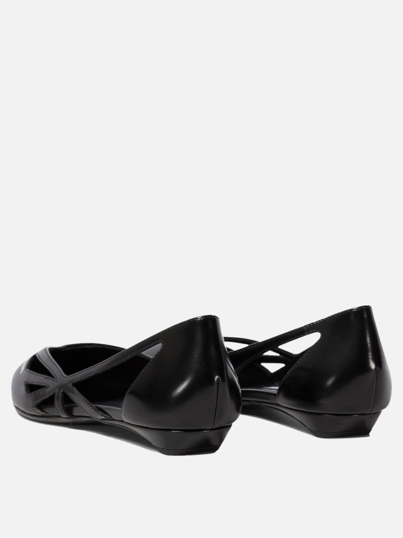Vietti Prada Ballerine cut-out in pelle spazzolata Offerta temporanea