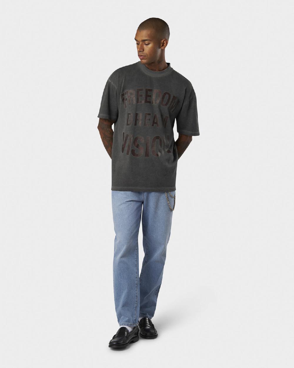 Vision Of Super COLD WASH T-SHIRT WITH FREEDOM PRINT ON FRONT AND METAL LABEL I Più Venduti