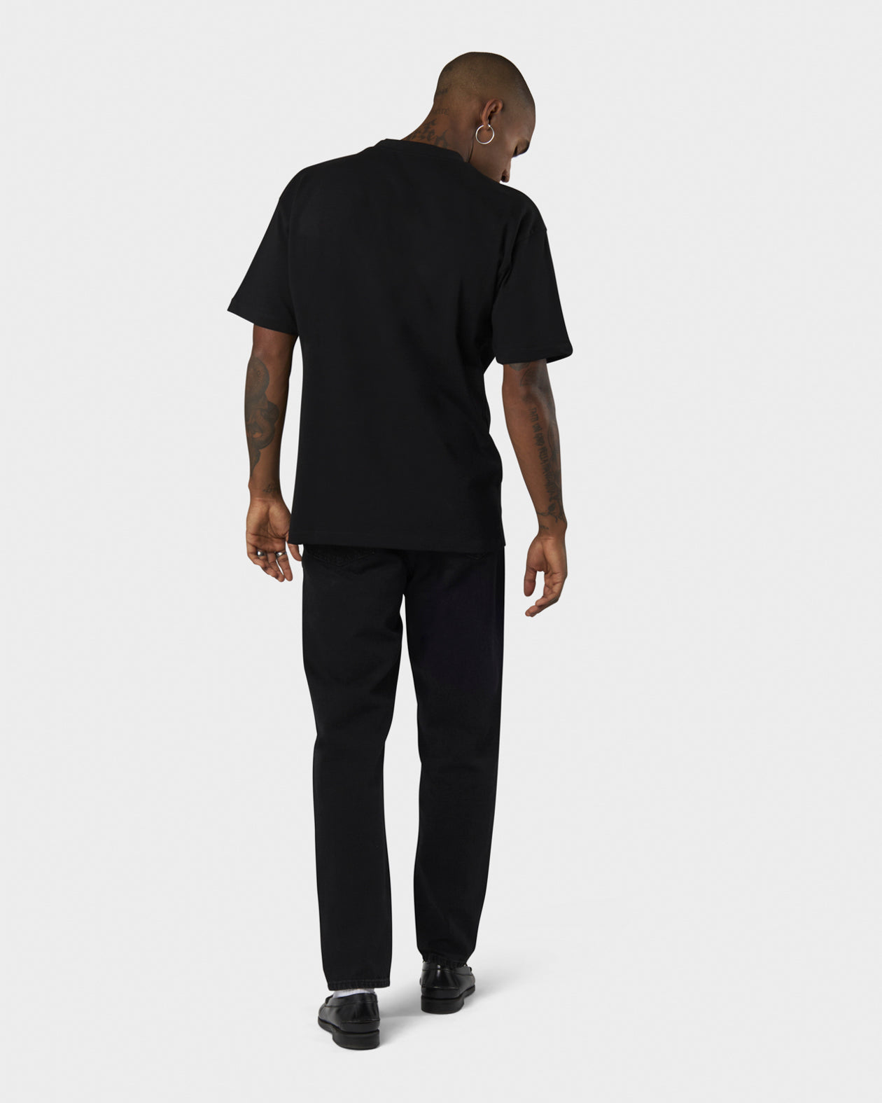Vision Of Super BLACK T-SHIRT WITH HEARTBEAT PRINT ON FRONT AND METAL LABEL Vendite Flash