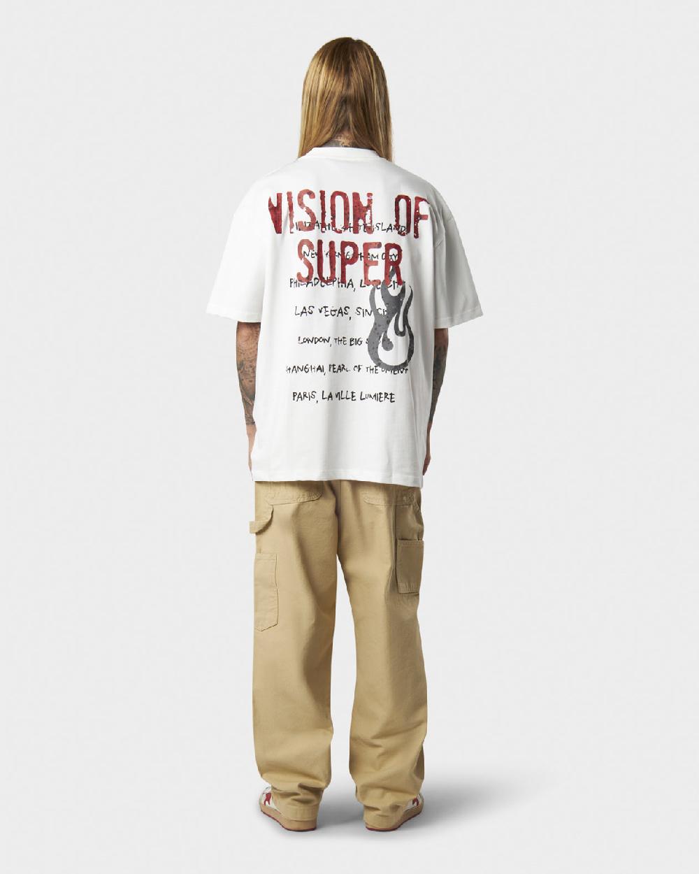 Vision Of Super WHITE T-SHIRT WITH MILITARY VOS PRINT ON BACK AND EMBROIDERED LOGO ON FRONT In Saldo