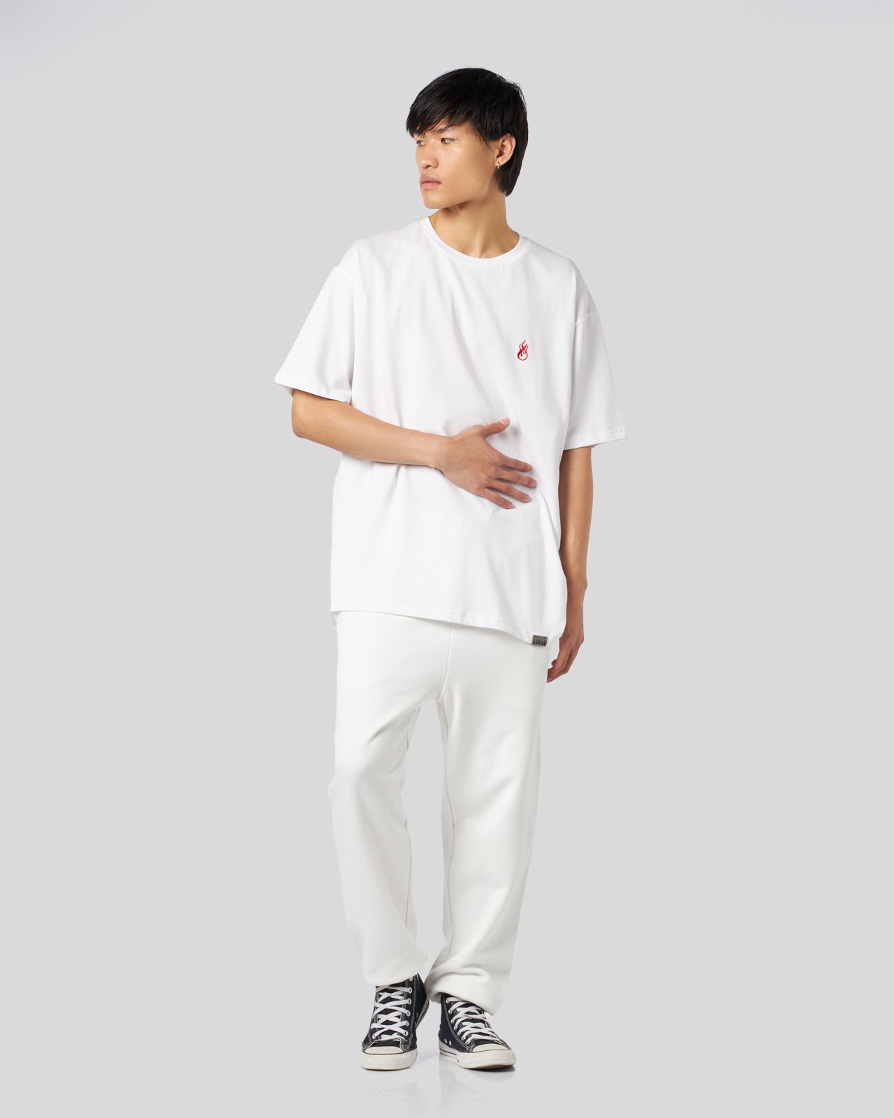 Vision Of Super WHITE T-SHIRT WITH FLAMES LOGO Italia