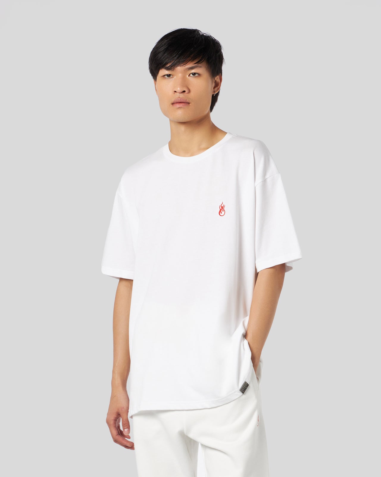 Vision Of Super WHITE T-SHIRT WITH FLAMES LOGO Italia