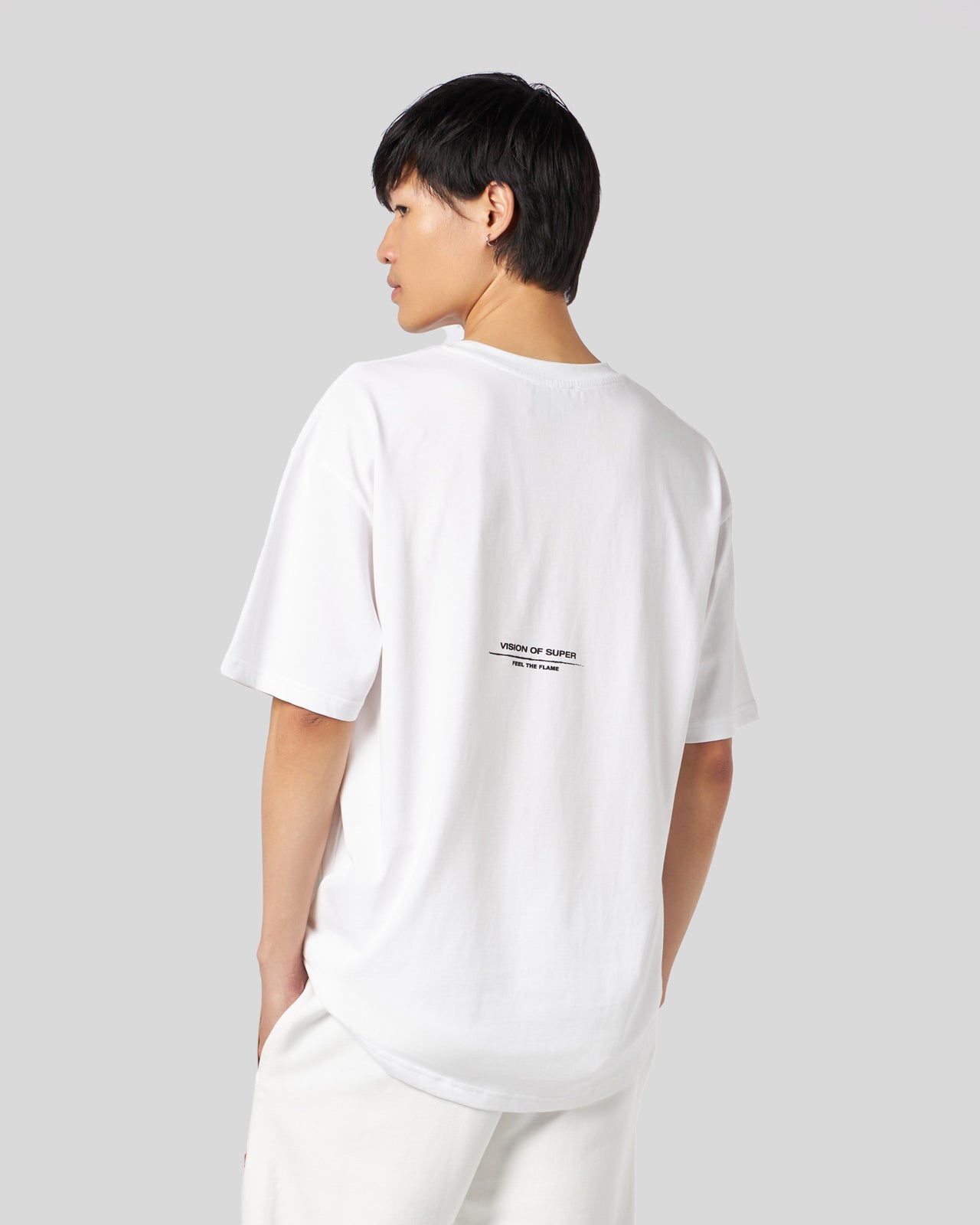 Vision Of Super WHITE T-SHIRT WITH FLAMES LOGO Italia