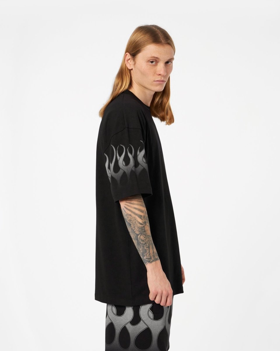 Vision Of Super BLACK T-SHIRT WITH GREY FLAMES Shopping Online